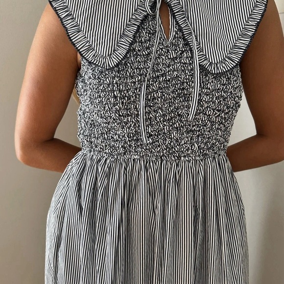 Striped Maxi Dress with Ruffled Collar - Picture 5 of 5